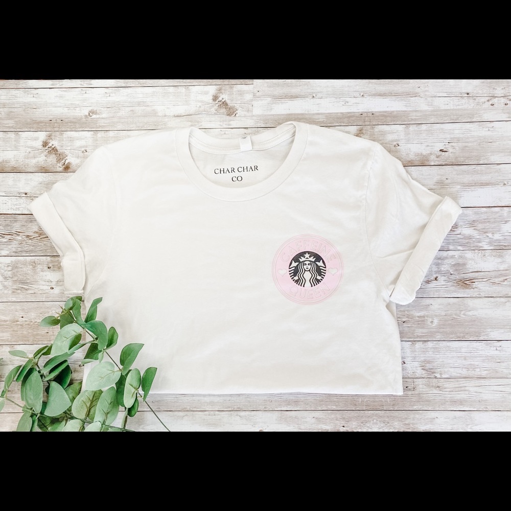 Caffeine Queen pink pocket logo